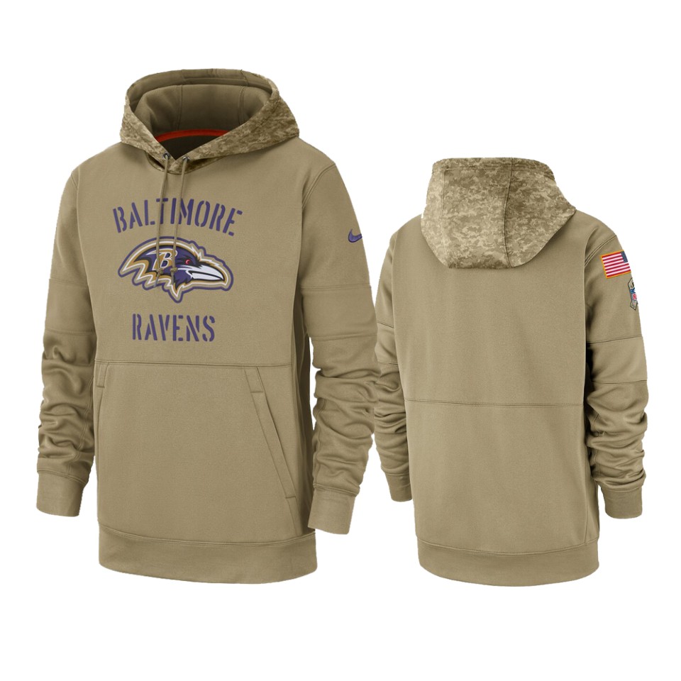 Men's Tan Washington Redskins 2019 Salute to Service Sideline Therma Pullover Hoodie