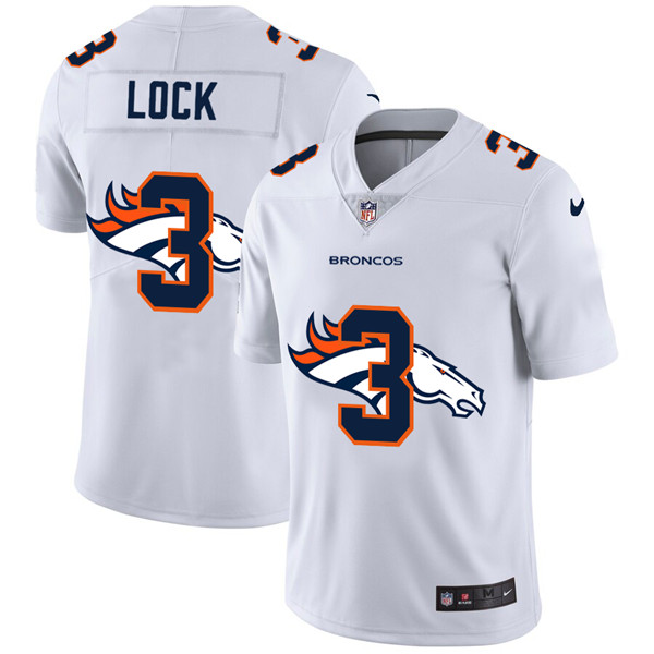 Men's Denver Broncos White #3 Drew Lock Stitched Jersey