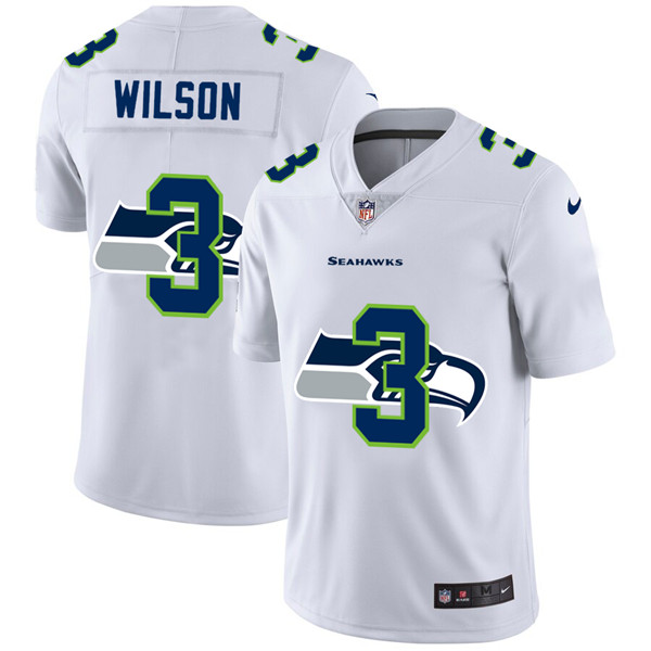 Men's Seattle Seahawks White #3 Russell Wilson Stitched Jersey