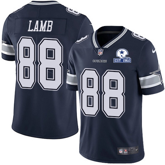 Men's Dallas Cowboys #88 CeeDee Lamb Navy With Established In 1960 Patch Limited Stitched Jersey