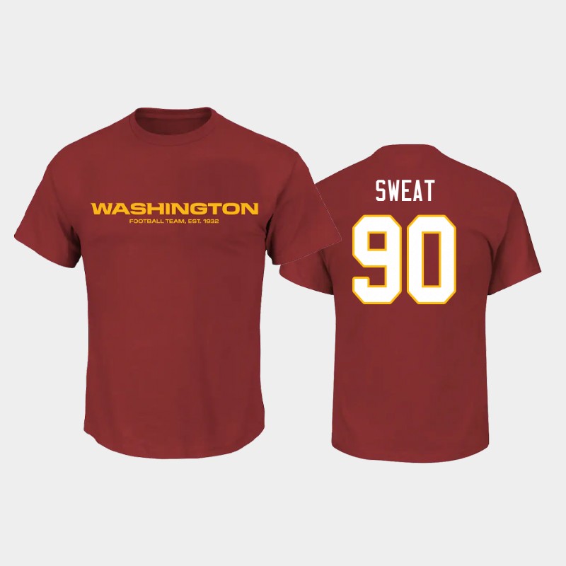 Men's Washington Football Team Red #90 Montez Sweat 2020 Name & Number T-Shirt