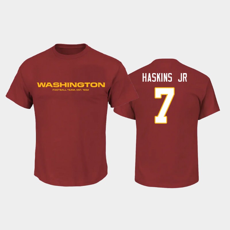 Men's Washington Football Team Red #7 Dwayne Haskins Jr. 2020 Name & Number T-Shirt