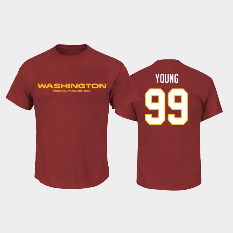 Men's Washington Football Team Red #99 Chase Young 2020 Name & Number T-Shirt