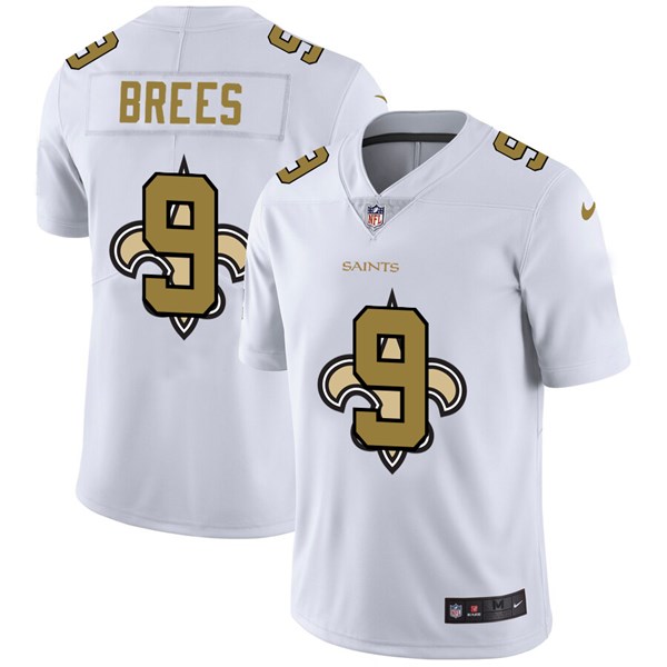 Men's New Orleans Saints White #9 Drew Brees Stitched Jersey