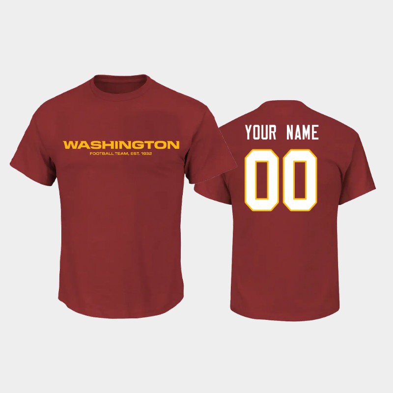Men's Washington Football Team Red ACTIVE PLAYER Name & Number Custom 2020 T-Shirt