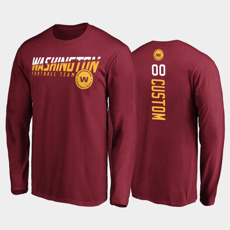 Men's Washington Football Team 2020 ACTIVE PLAYER Custom Burgundy Disrupt Mascot Long Sleeve T-shirt