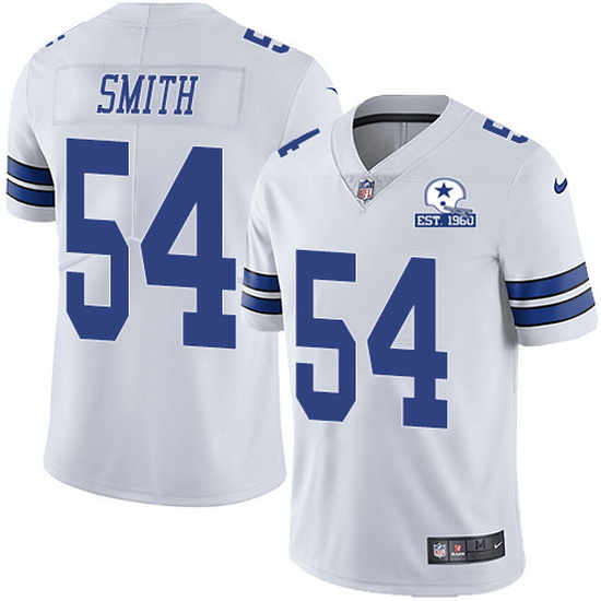 Men's Dallas Cowboys #54 Jaylon Smith White With Established In 1960 Patch Limited Stitched Jersey
