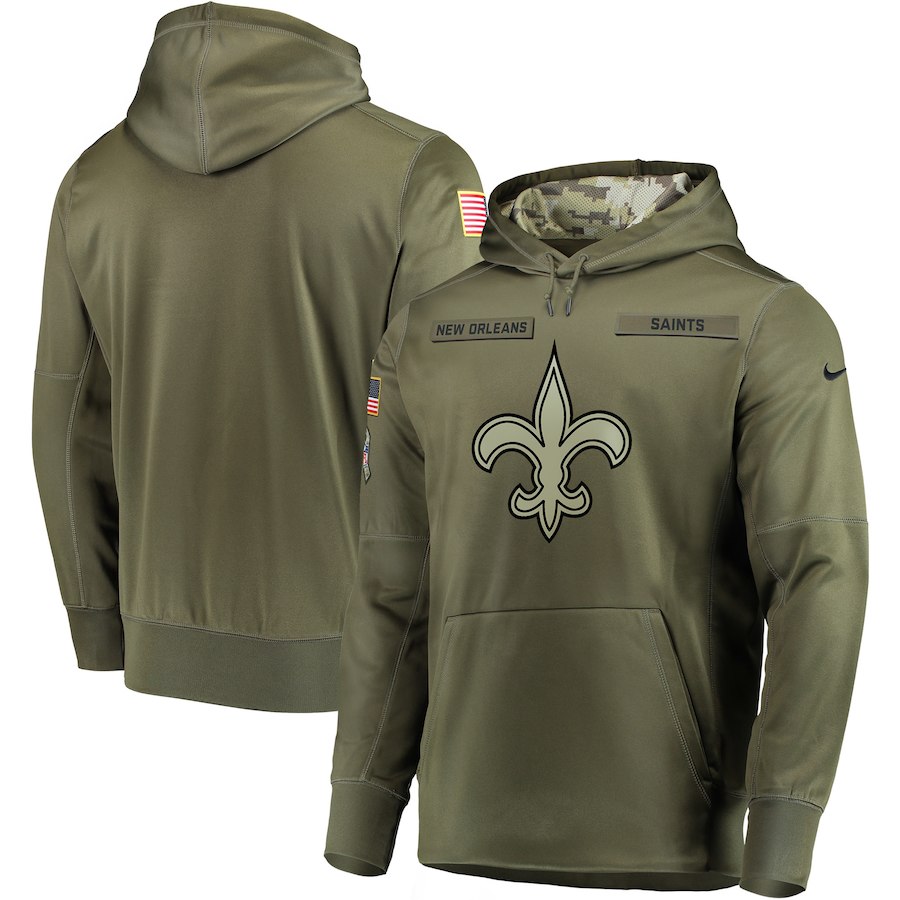 Men's Oliver New Orleans Saints 2018 Salute to Service Sideline Therma Performance Pullover Stitched Hoodie