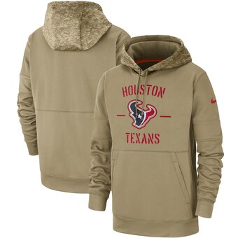 Men's Tan Houston Texans 2019 Salute to Service Sideline Therma Pullover Hoodie