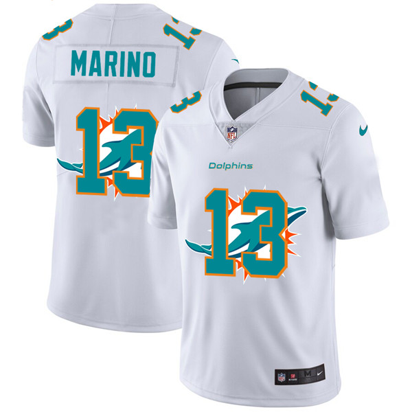 Men's Miami Dolphins White #13 Dan Marino Stitched Jersey