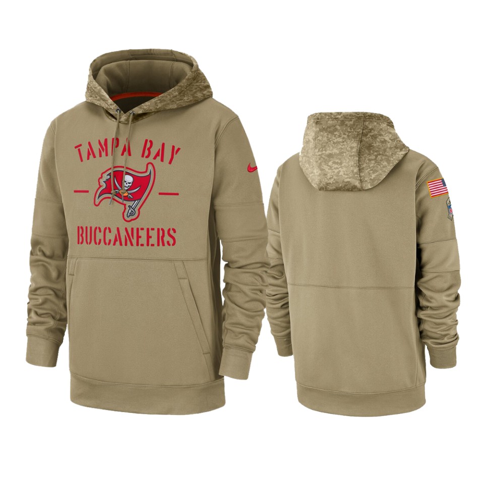 Men's Tan Tampa Bay Buccaneers 2019 Salute to Service Sideline Therma Pullover Hoodie