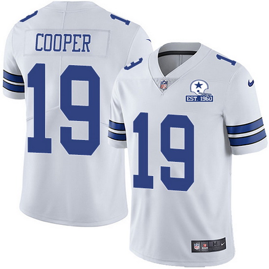 Men's Dallas Cowboys #19 Amari Cooper White With Established In 1960 Patch Limited Stitched Jersey