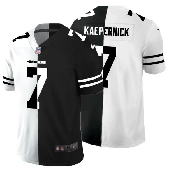 Men's San Francisco 49ers Black & White Split #7 Colin Kaepernick Limited Stitched Jersey