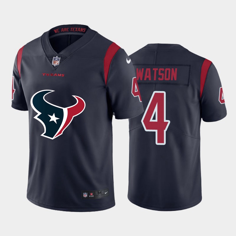 Men's Houston Texans #4 Deshaun Watson Navy 2020 Team Big Logo Limited Stitched Jersey