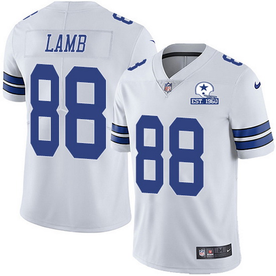Men's Dallas Cowboys #88 CeeDee Lamb White With Established In 1960 Patch Limited Stitched Jersey