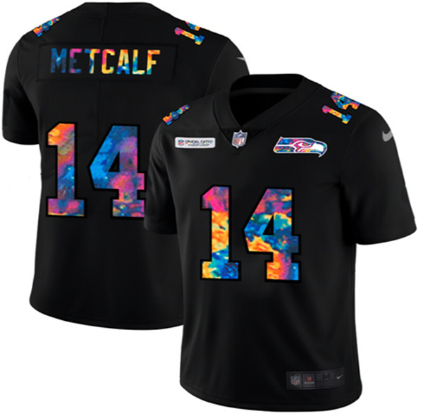 Men's Seattle Seahawks Black #14 D.K. Metcalf 2020 Crucial Catch Limited Stitched Jersey