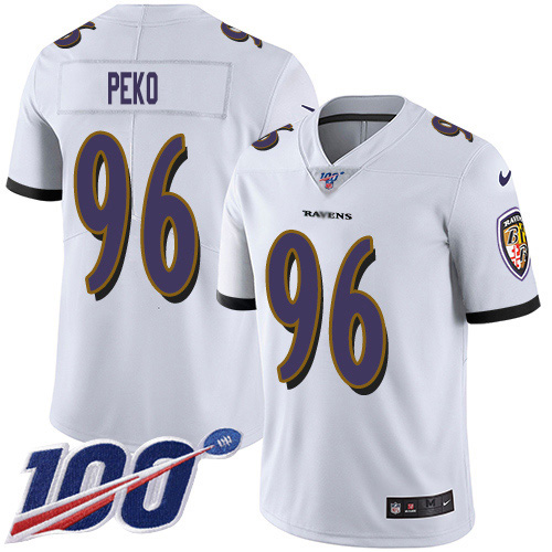Nike Ravens #96 Domata Peko Sr White Men's Stitched NFL 100th Season Vapor Untouchable Limited Jersey