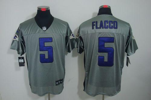 Nike Ravens #5 Joe Flacco Grey Shadow Men's Stitched NFL Elite Jersey