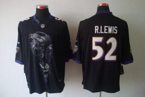 Nike Ravens #52 Ray Lewis Black Alternate Men's Stitched NFL Helmet Tri-Blend Limited Jersey