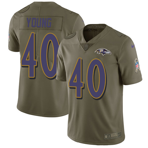 Nike Ravens #40 Kenny Young Olive Men's Stitched NFL Limited 2017 Salute To Service Jersey