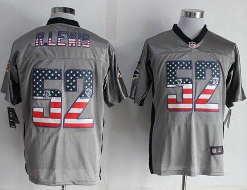 Nike Ravens #52 Ray Lewis Grey Men's Stitched NFL Elite USA Flag Fashion Jersey