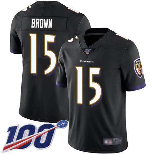 Nike Ravens #15 Marquise Brown Black Alternate Men's Stitched NFL 100th Season Vapor Limited Jersey