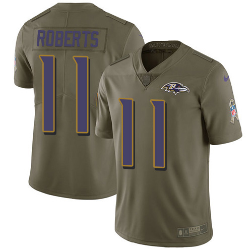 Nike Ravens #11 Seth Roberts Olive Men's Stitched NFL Limited 2017 Salute To Service Jersey