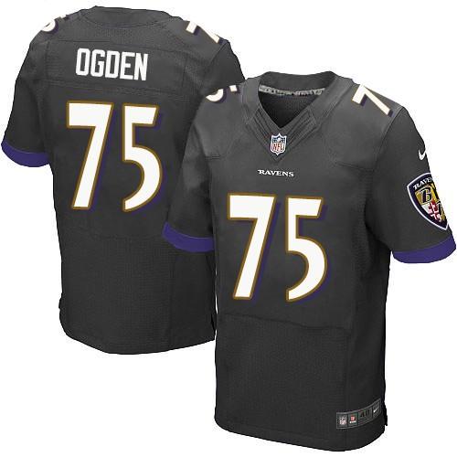 Nike Ravens #75 Jonathan Ogden Black Alternate Men's Stitched NFL New Elite Jersey