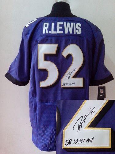 Nike Ravens #52 Ray Lewis Purple Team Color Men's Stitched NFL Elite Autographed Jersey