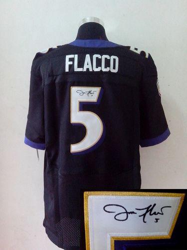 Nike Ravens #5 Joe Flacco Black Alternate Men's Stitched NFL Elite Autographed Jersey
