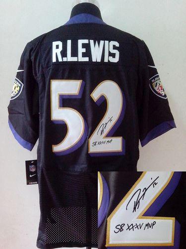 Nike Ravens #52 Ray Lewis Black Alternate Men's Stitched NFL Elite Autographed Jersey
