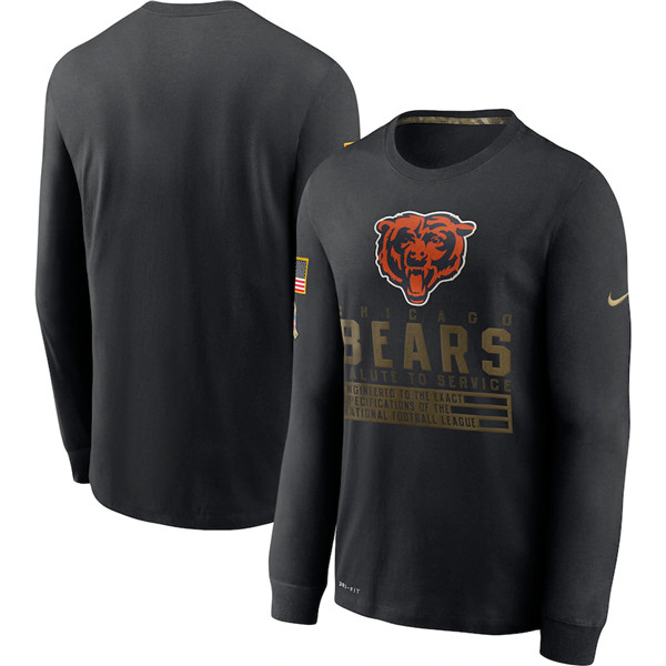 Men's Chicago Bears Black Salute To Service Sideline Performance Long Sleeve T-Shirt 2020