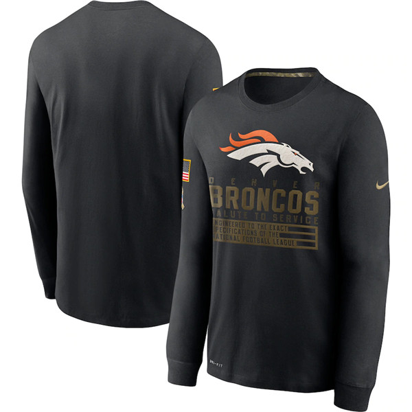 Men's Denver Broncos Black Salute To Service Sideline Performance Long Sleeve T-Shirt 2020