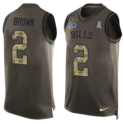Nike Bills #2 John Brown Green Men's Stitched NFL Limited Salute To Service Tank Top Jersey