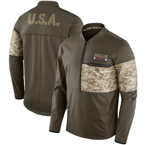 Men's Buffalo Bills Nike Olive Salute to Service Sideline Hybrid Half-Zip Pullover Jacket