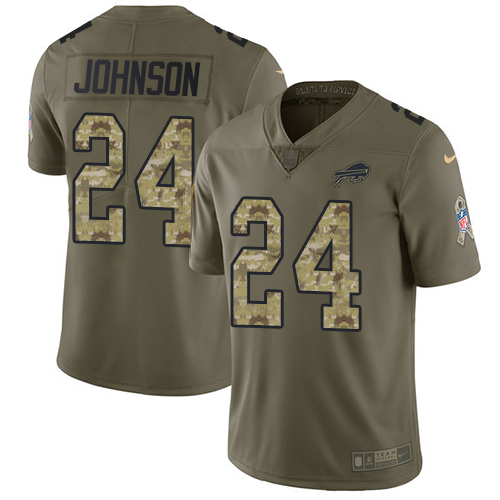 Nike Bills #24 Taron Johnson Olive/Camo Men's Stitched NFL Limited 2017 Salute To Service Jersey