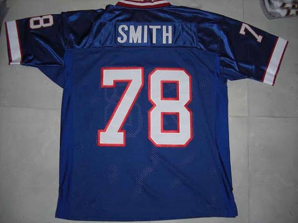 Mitchell & Ness Bills #78 Bruce Smith Blue 35th Anniversary Patch Stitched Throwback NFL Jersey
