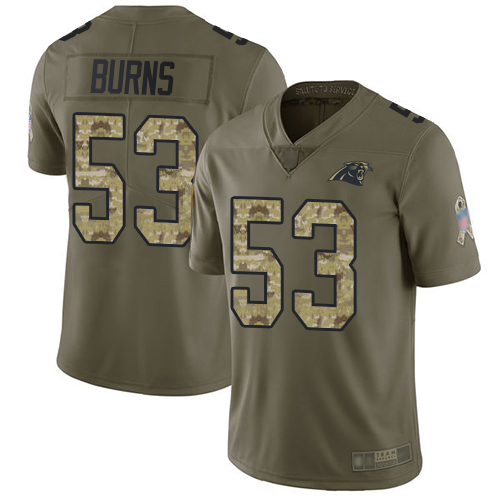 Nike Panthers #53 Brian Burns Olive/Camo Men's Stitched NFL Limited 2017 Salute To Service Jersey
