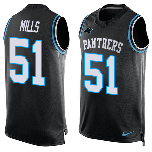 Nike Panthers #51 Sam Mills Black Team Color Men's Stitched NFL Limited Tank Top Jersey