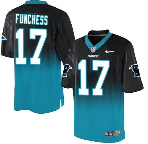 Nike Panthers #17 Devin Funchess Black/Blue Men's Stitched NFL Elite Fadeaway Fashion Jersey