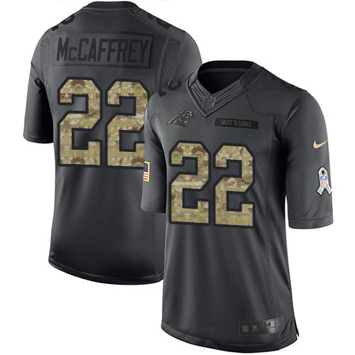 Nike Panthers #22 Christian McCaffrey Black Men's Stitched NFL Limited 2016 Salute to Service Jersey