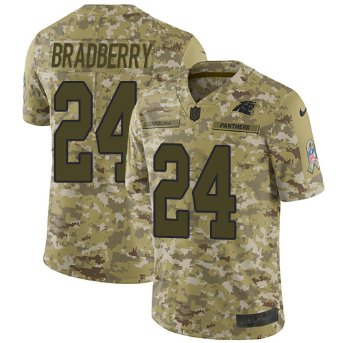 Nike Panthers #24 James Bradberry Camo Men's Stitched NFL Limited 2018 Salute To Service Jersey