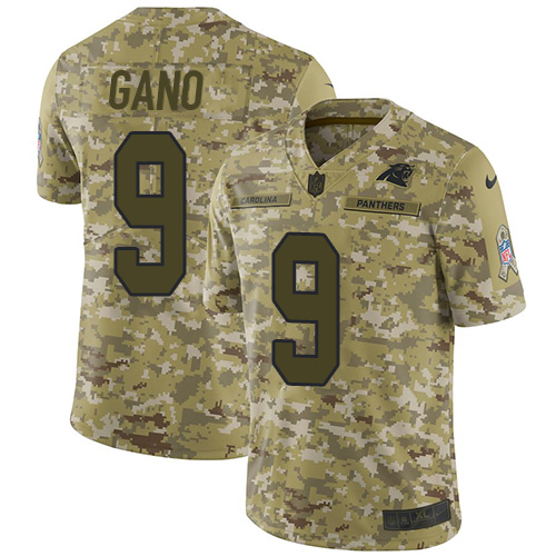 Nike Panthers #9 Graham Gano Camo Men's Stitched NFL Limited 2018 Salute To Service Jersey