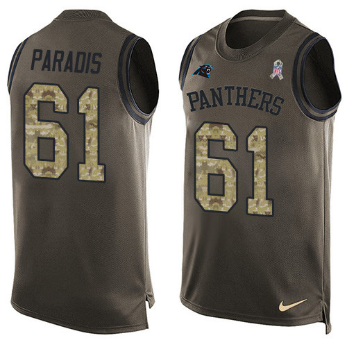 Nike Panthers #61 Matt Paradis Green Men's Stitched NFL Limited Salute To Service Tank Top Jersey