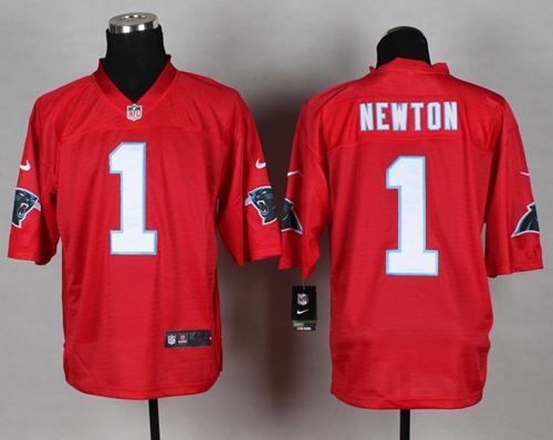Nike Panthers #1 Cam Newton Red Men's Stitched NFL Elite QB Practice Jersey