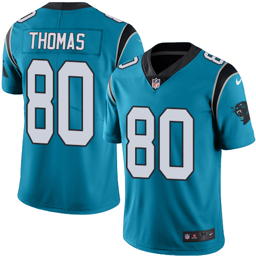 Nike Panthers #80 Ian Thomas Blue Men's Stitched NFL Limited Rush Jersey