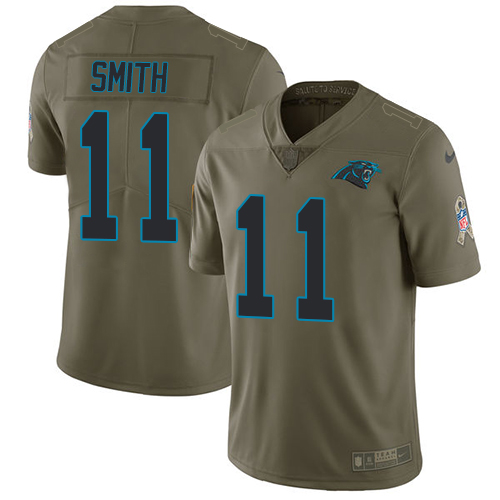 Nike Panthers #11 Torrey Smith Olive Men's Stitched NFL Limited 2017 Salute To Service Jersey