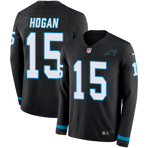 Nike Panthers #15 Chris Hogan Black Team Color Men's Stitched NFL Limited Therma Long Sleeve Jersey