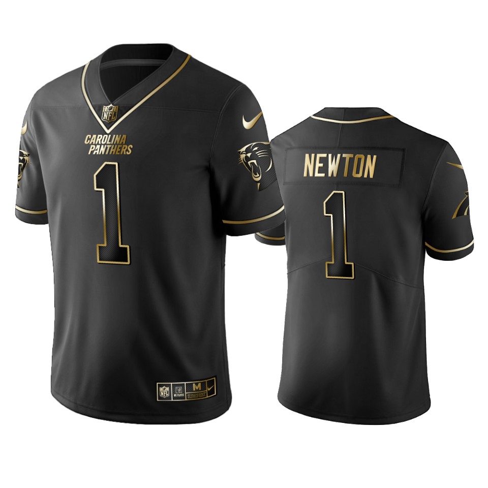 Panthers #1 Cam Newton Men's Stitched NFL Vapor Untouchable Limited Black Golden Jersey