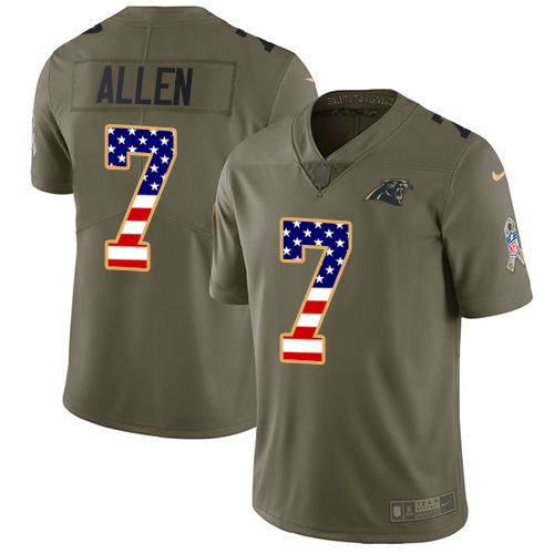 Nike Panthers #7 Kyle Allen Olive/USA Flag Men's Stitched NFL Limited 2017 Salute To Service Jersey